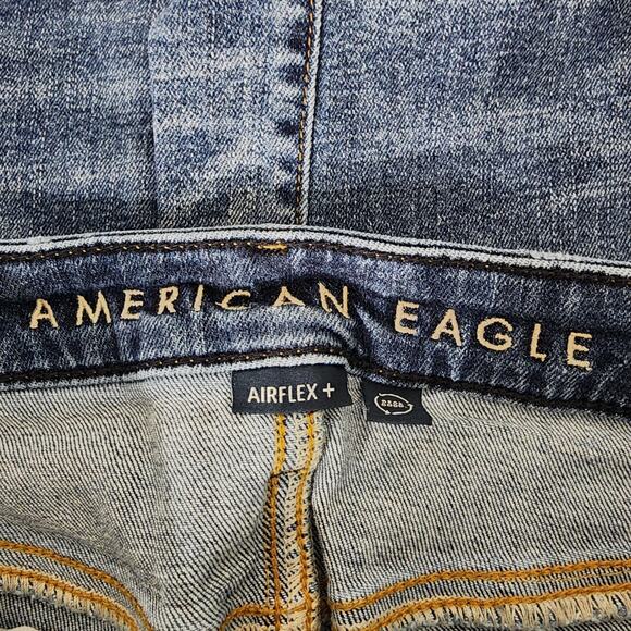 American Eagle Mens Slim Jeans 31X32 Blue Denim AirFlex Distressed Destroyed - Picture 7 of 11